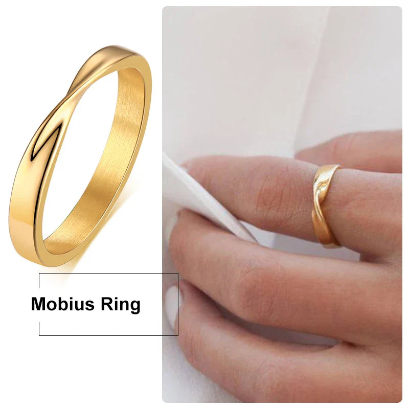 Thin 3mm Womem's Mobius Ring Charm Stainless Steel Twist Mobius Wedding Ring Infinite Love Gitfs Vera Lux