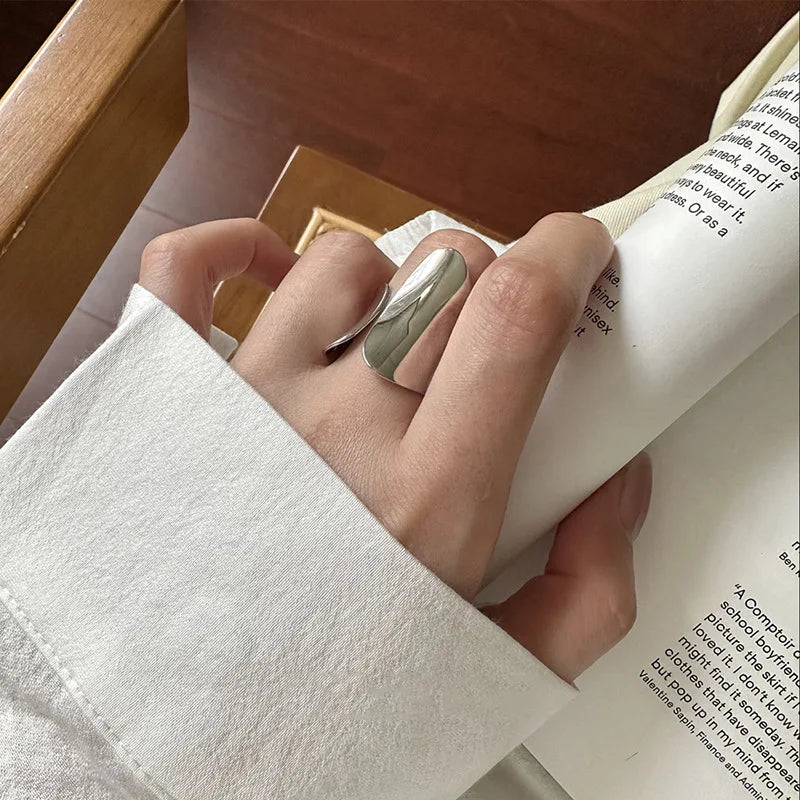 Minimalist Silver Color Cuff Rings for Women Couples New Fashion Creative Smooth Pattern Geometric Party Jewelry Gifts Vera Lux