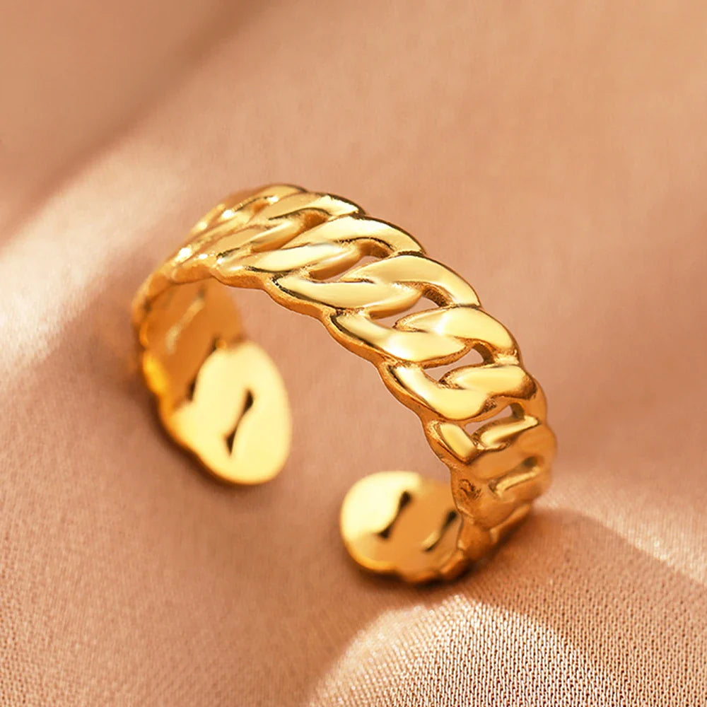 Stainless Steel Rings Vintage Exquisite Hollow Adjustable Open Statement Rings Light Luxury Fashion Rings For Women Jewelry New Vera Lux
