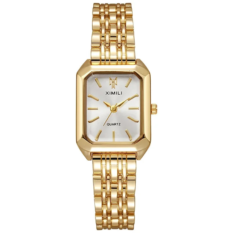 2025 Hot Brand Stainless Steel Strap Watch Women Luxury Gift Quartz Wristwatch Student Fashion Simple Square Quartz Watches Vera Lux