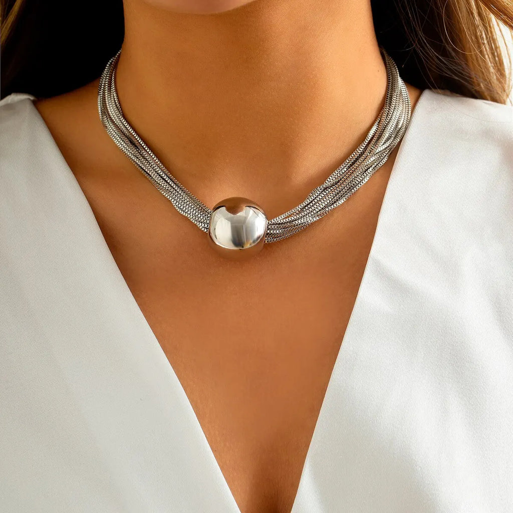 Exaggerated Twisted Chunky Chain Necklace for Women Punk Big Ball Pendant Choker Clavicle Link Grunge Jewelry Steampunk Men New Vera Lux