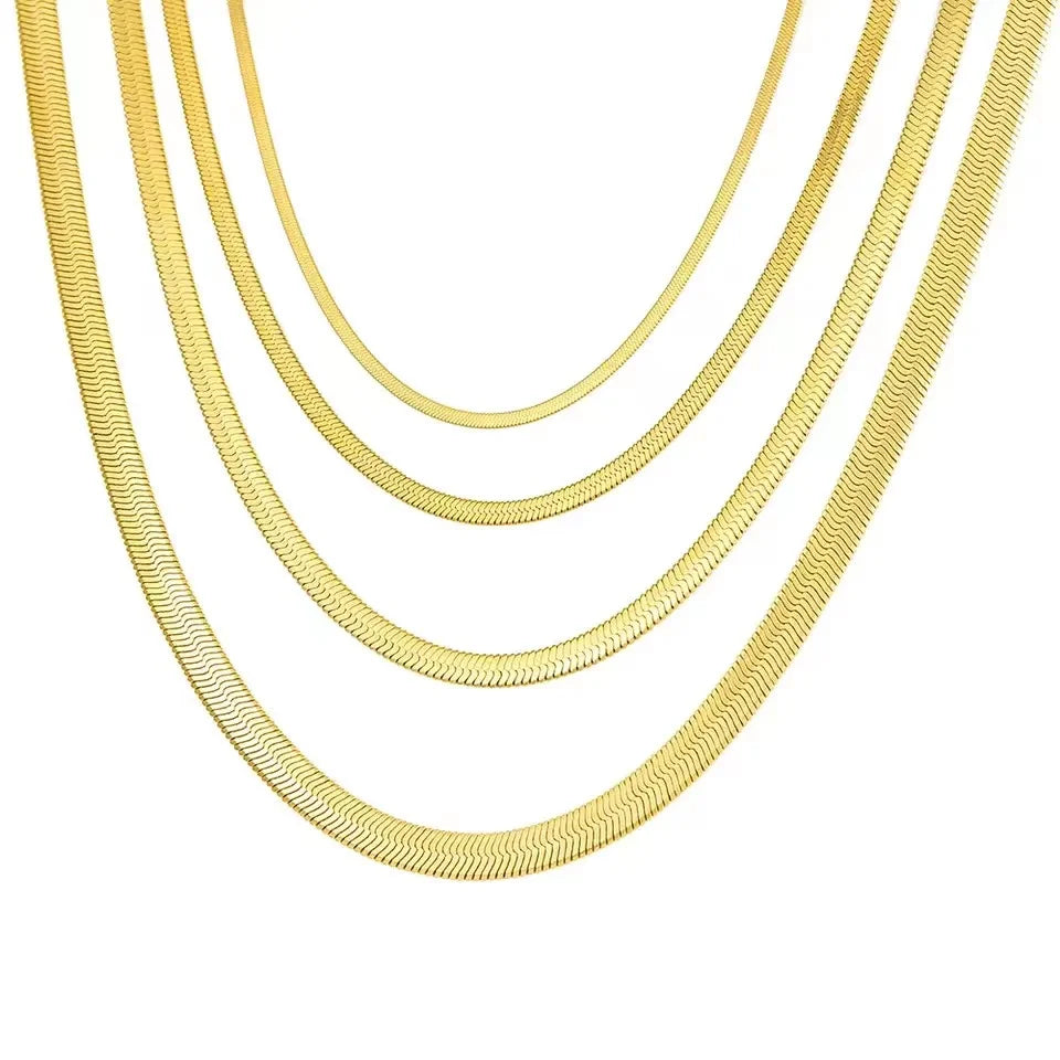 SUNIBI Stainless Steel Snake Chain Necklace for Woman Gifts Choker Herringbone Gold Color Necklaces Women Jewelry Wholesale Vera Lux