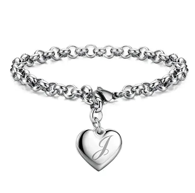925 Sterling silver Fine 26 Letter women men chain Bracelet Charm Heart Cute wedding Personality Jewelry lady gift party 20cm Vera Lux