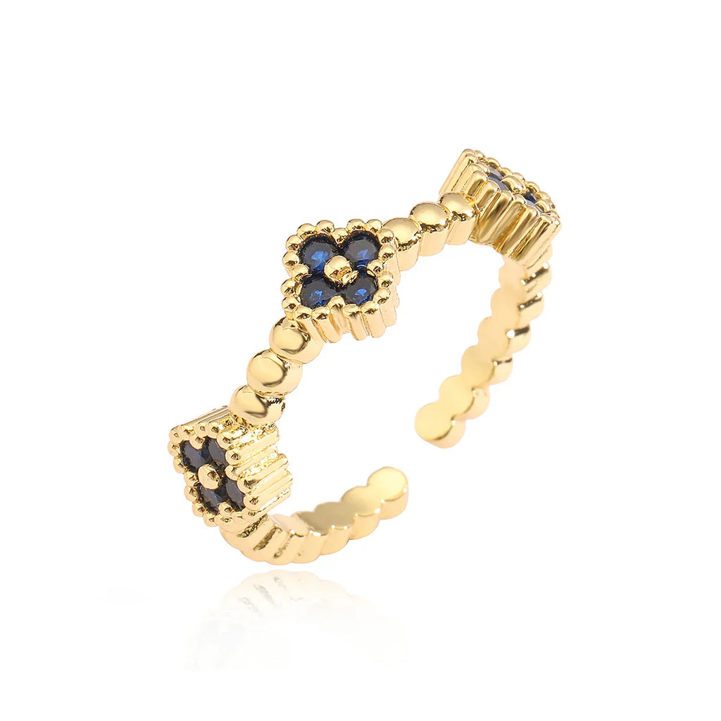 NEWBUY 2024 Hot Sale Gold Color Open Design Rings For Women Blue/White/Green/Red CZ Zircon Inlay Wedding Jewelry Vera Lux
