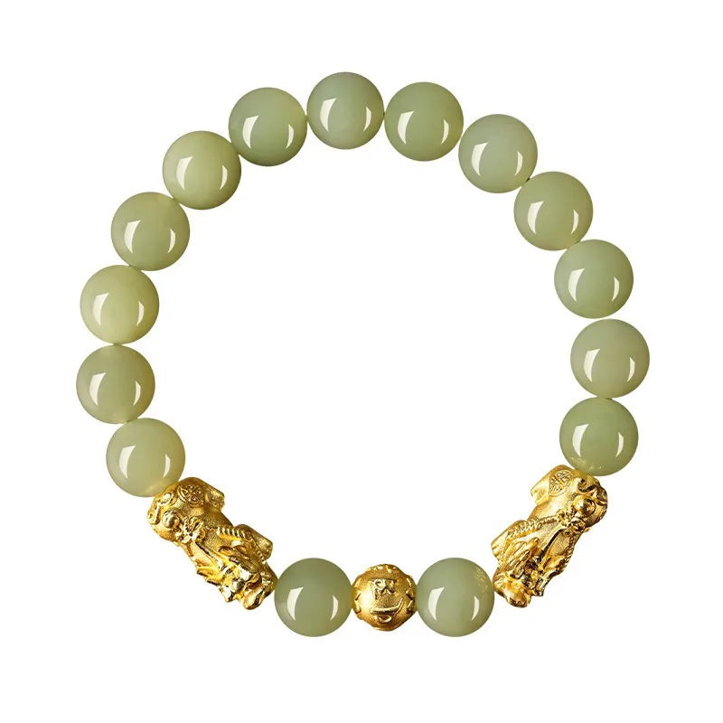 1pcs Chinese Style Hotan Jade Pi Xiu Bracelet Chinese Mythological Element Pixiu Bracelet Seeking Wealth Prayer Accessories Vera Lux
