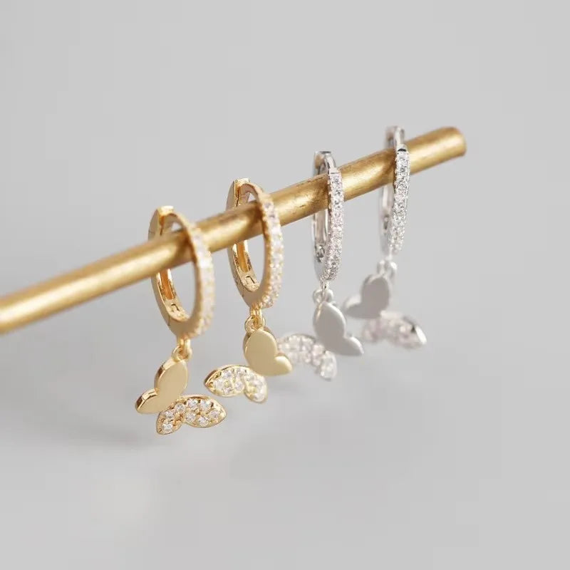 925 Sterling Silver Butterfly Hoop Earrings for Women Shiny CZ Gold Silver Jewelry Gifts Vera Lux