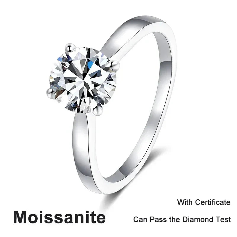 NeeTim 2ct Moissanite Engagement Ring for Women S925 Sterling Silver with Gold Plated Lab Diamond Promise Wedding Band Jewelry Vera Lux