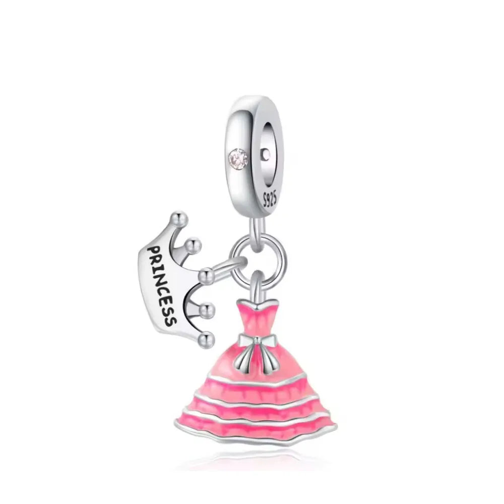 2026 Spring Pink Series Ballon Butterfly Flower Pendant Fit S925 European 925 Sterling Silver Bracelet Bangles Necklace Vera Lux