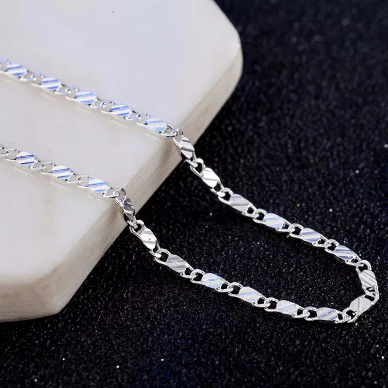New Luxury 925 Sterling Silver Special 2MM Flat Clavicle Chains Necklaces for Men Women Wedding Jewelry Christmas Gifts 40-75cm Vera Lux