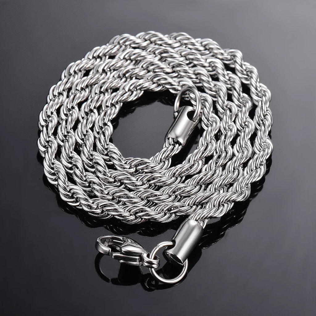 1 piece 925 sterling silver Width 2mm/3mm/4mm Rope Chain Necklace/Bracelet For Men Women Man Fashion Chain Necklace Vera Lux