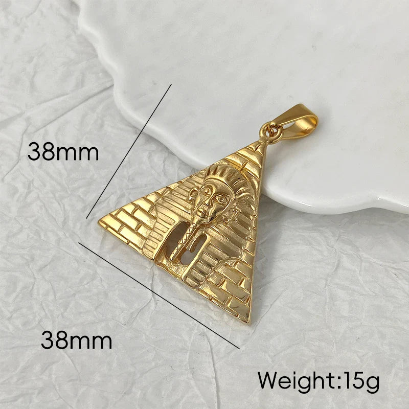 Trendy Jewelry PVD Gold Plated Egyptian Pyramid Charm Stainless Steel Egypt Pharaoh Pendant for Women Men Necklace Vera Lux