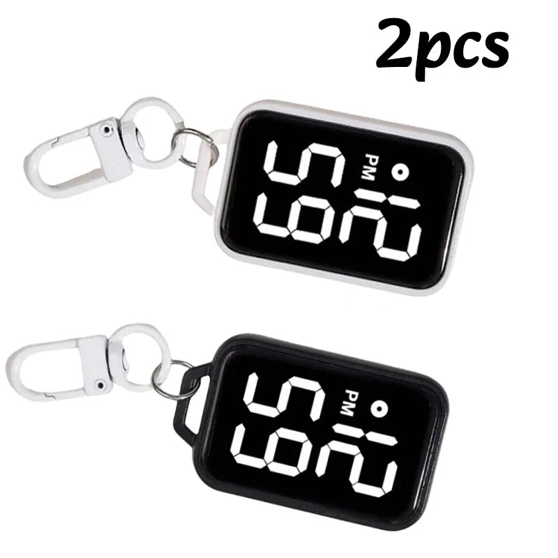 1PC LED Keychain Pocket Watch Digital Display Electronic Watch Student Backpacks Keys Pendant Cartoon Small Hanging Watch Gift Vera Lux