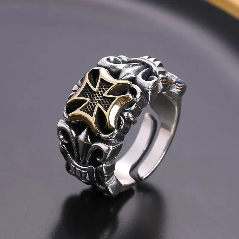 New Punk Large Cross Ring Adjustable Size Fashion Men's Personalized Design Jewelry Street Retro Gothic Trend JewelryAccessories Vera Lux