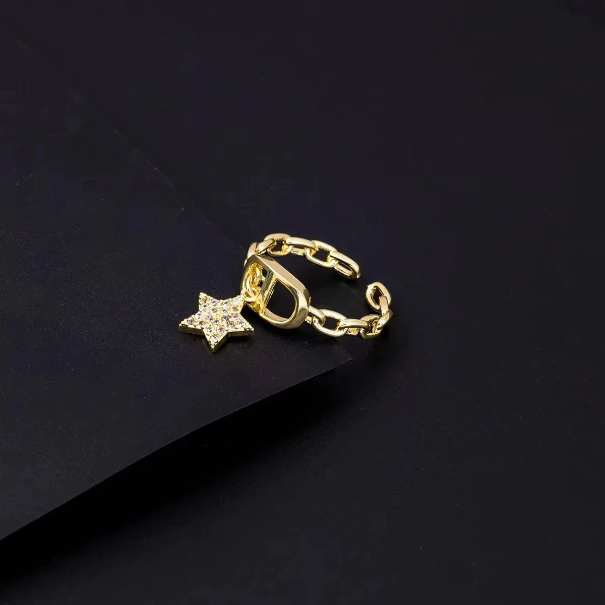Star Diamond Letter Cd Ring Niche Design Pendant Trendyy Daily Versatile Women's Ring New Open Adjustable Ring Vera Lux