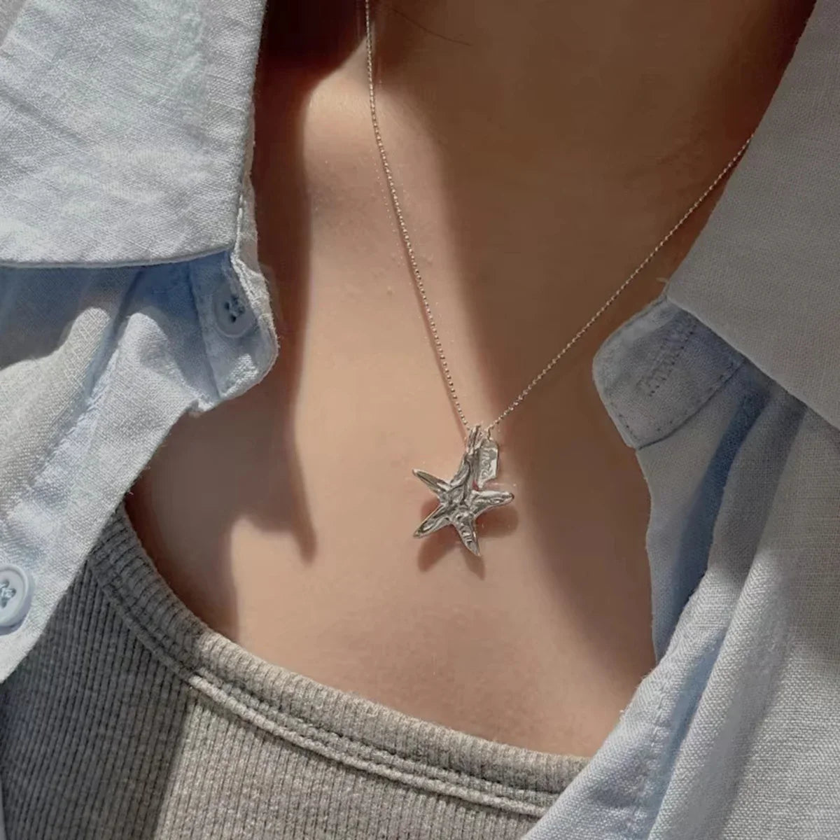 925 Sterling Silver Necklace Cute Five Pointed Star Smile Dimple Pendant for Women Girl Jewelry Gift Dropshipping Wholesale Vera Lux