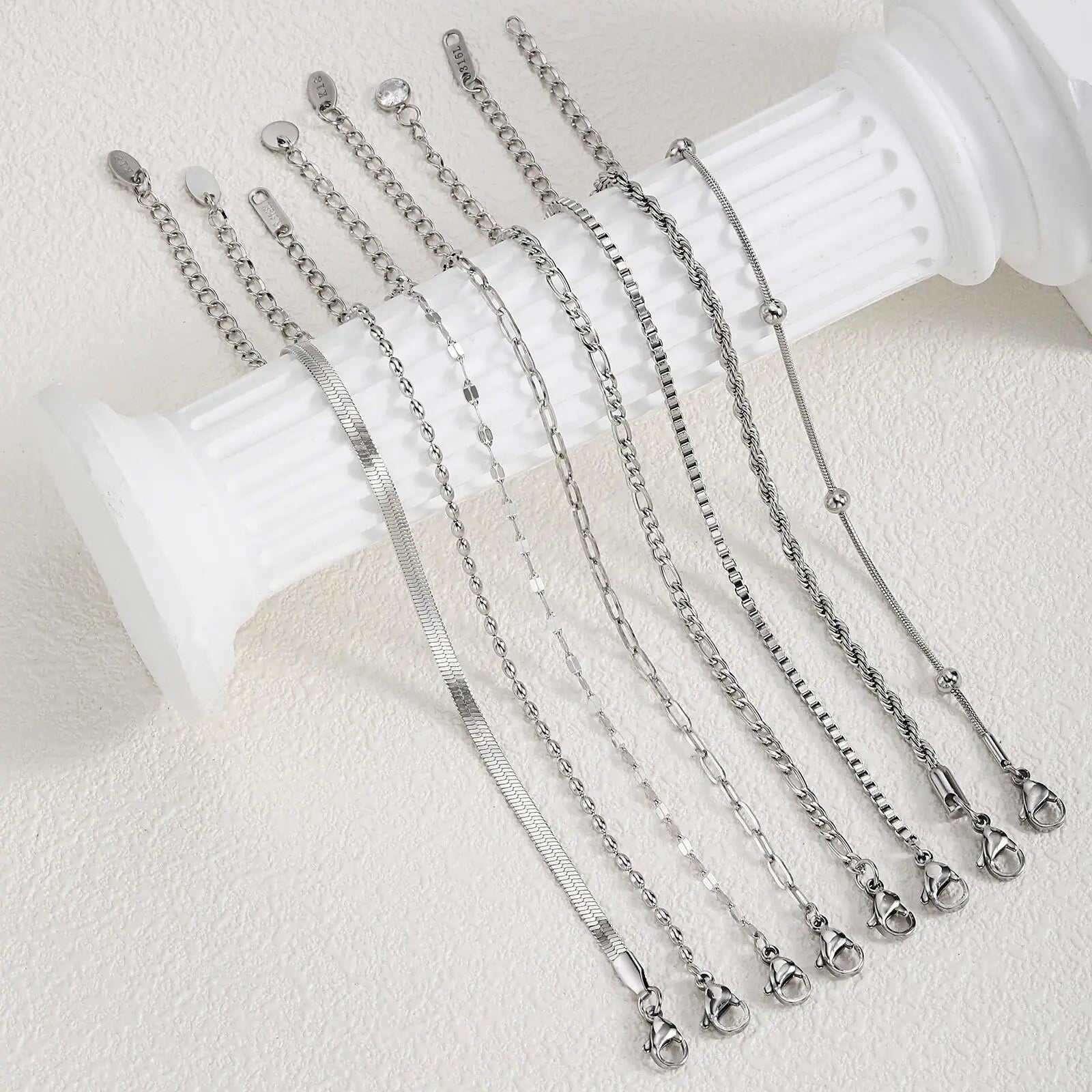 Women Chain Bracelet Silver Color, Stainless Steel Link Stackable Bracelets, Layered Fashion Accessories Gifts Vera Lux