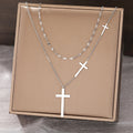 DOTIFI Stainless Steel Necklaces Cross Pendant Choker Double Stacked Wear Light Luxury Fine Necklace For Women Jewelry Vera Lux
