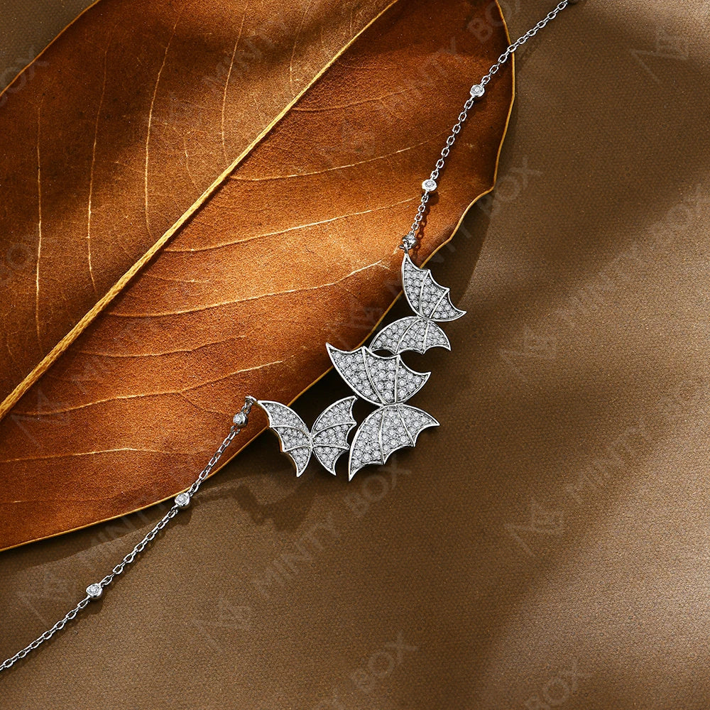 MINTYBOX S925 Sterling Silver Butterfly Moissanite Necklaces Lab Created Diamond for Women 45+5cm Chain Wedding Fine Jewelry Vera Lux