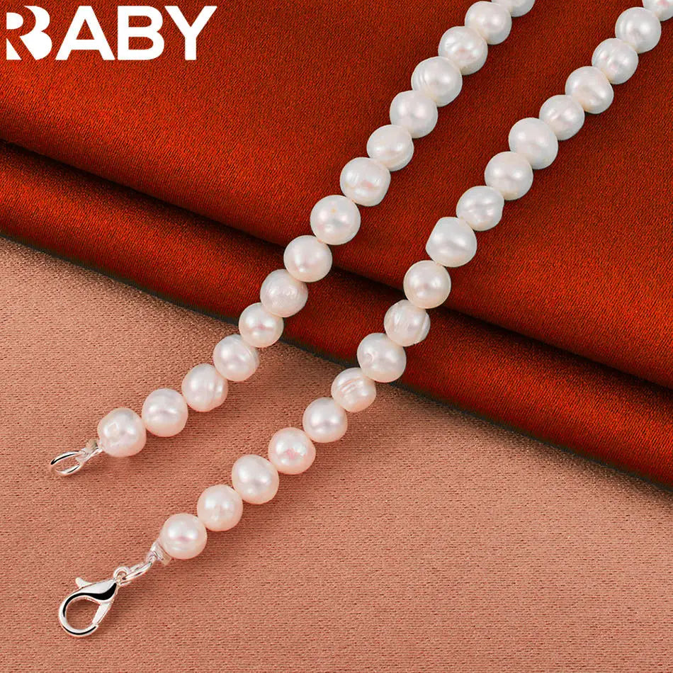 URBABY 925 Sterling Silver 40-50cm White&Pink&Purple Pearl Necklace For Women Charm Trend Birthday Gifts Fashion Party Vera Lux