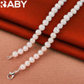 URBABY 925 Sterling Silver 40-50cm White&Pink&Purple Pearl Necklace For Women Charm Trend Birthday Gifts Fashion Party Vera Lux