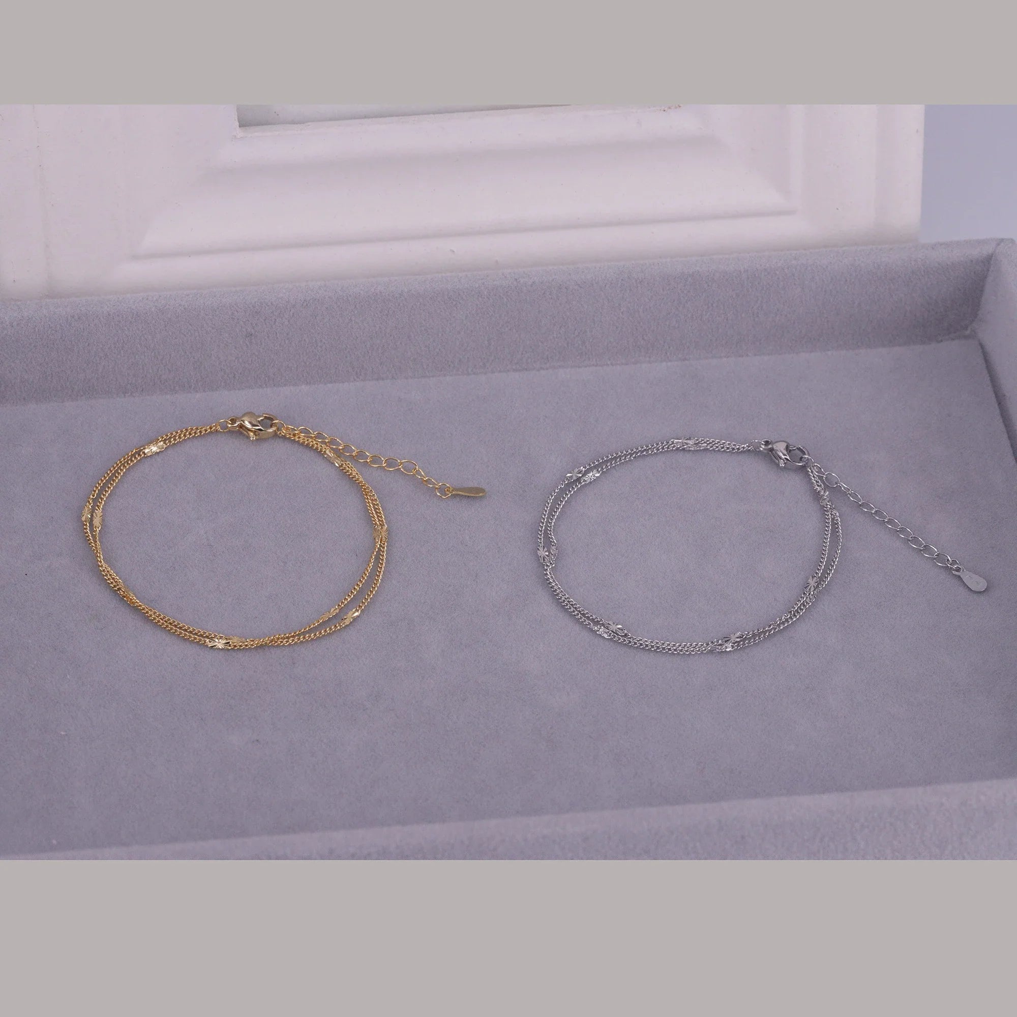 s925 Sterling Silver Double Layers Simple Bracelet for Women Temperament Elegant Sweet Link Chain Bracelet Jewelry Vera Lux