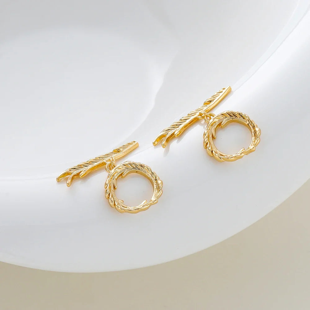 4 Sets 14K/18K Gold Color Plated Brass O Toggle Clasps Connector for DIY Bracelet Necklace Jewelry Making Findings Accessories Vera Lux