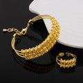 Dubai Women Gold Color Bangles 18k Gold Color Twist Bracelet Ring Wedding Birthday Gift Gold Color Fine Jewelry Gifts Not Fade Vera Lux