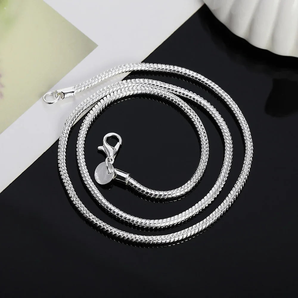 40-75cm 925 Sterling Silver 1MM/2MM/3MM solid Snake Chain Necklace For Men Women Fashion Jewelry for pendant free shipping Vera Lux