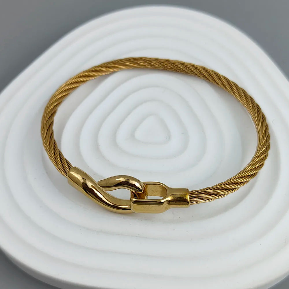 New steel wire button hook gold-plated stainless steel bracelet 18K, high quality waterproof couple bracelet, wife gift Vera Lux