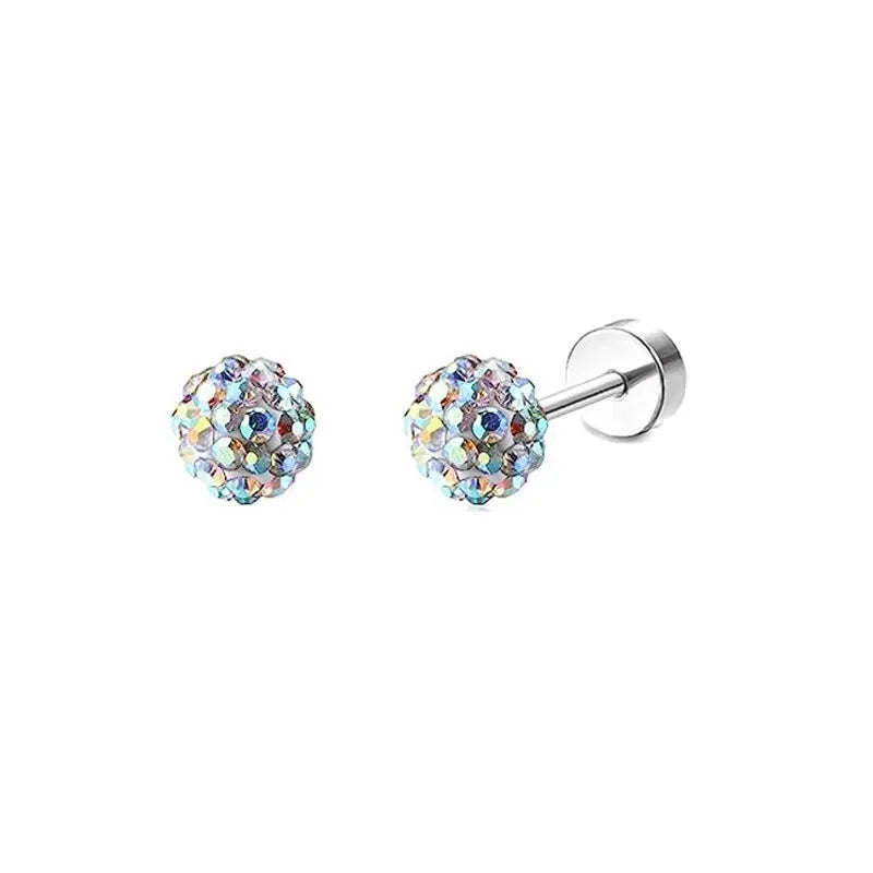 2PCS/Set Stainless Steel Heart Moon Earbone Stud Screw Ball Stud Earrings for Women Fashion Ear Tragus Cartilage Body Piercing Vera Lux