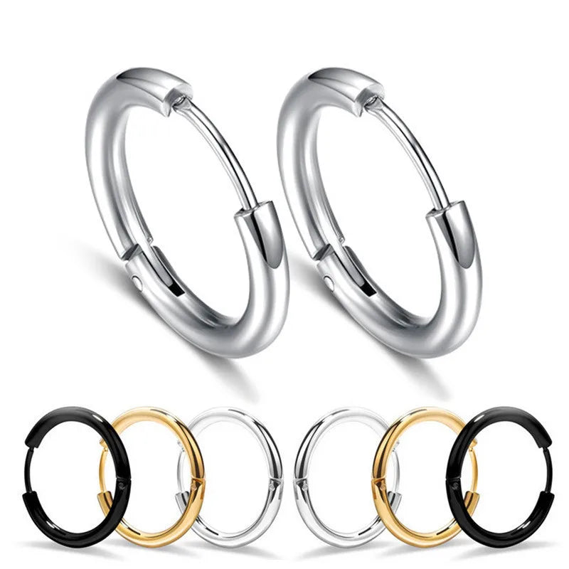 8/10/12/14/16/18/20mm Stainless Steel Huggie Hoop Earrings for Women Men Vera Lux