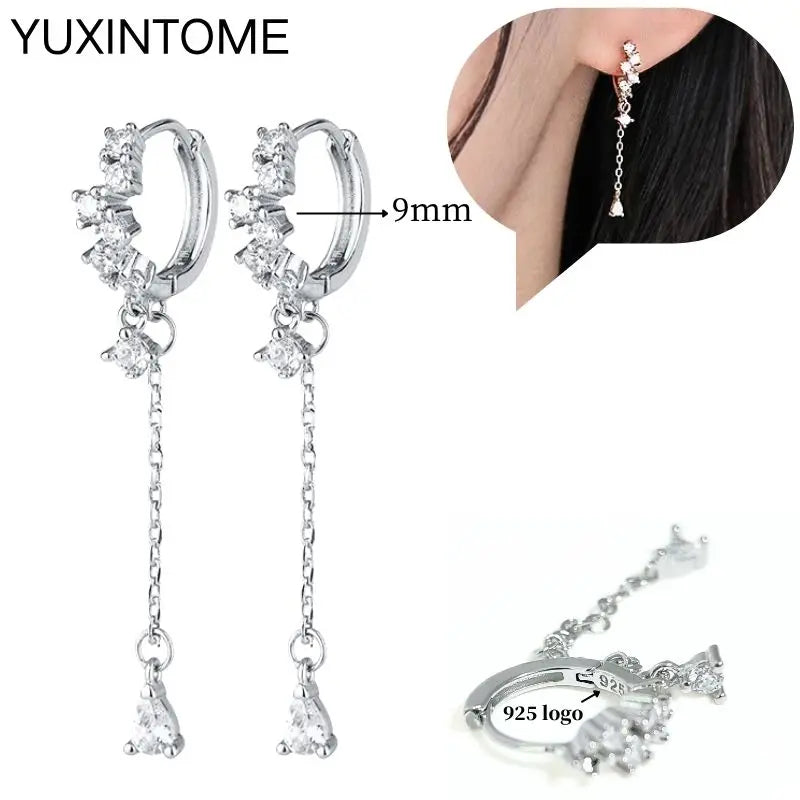 925 Sterling Silver Ear Needle Fashion Hoop Earrings White Crystal Luxury Women's Silver Earrings Wedding Women's Jewelry Gift Vera Lux