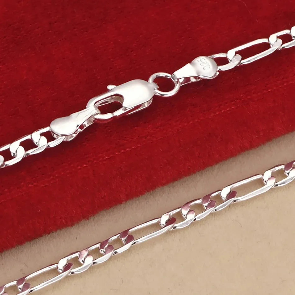 Noble new arrive 925 sterling silver 4MM chain for men Women Bracelet Necklace jewelry set lady Christma gifts charms wedding Vera Lux
