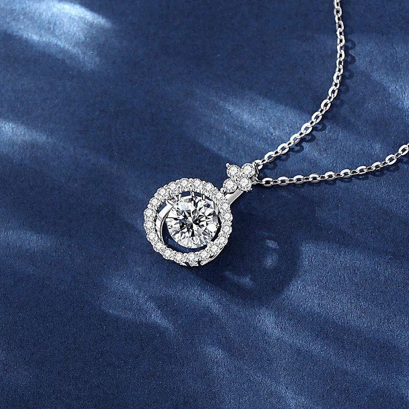 NeeTim 1CT Moissanite Pendant For Women Diamond Necklace S925 Sterling Silver White Gold Plated Jewelry Valentine's Day Gift Vera Lux