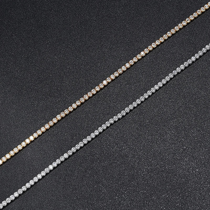 NeeTim 2mm D Color All Moissanite Tennis Necklace for Women Adjustable Choker Chain 925 Sterling Silver with Gold Plated Jewelry Vera Lux