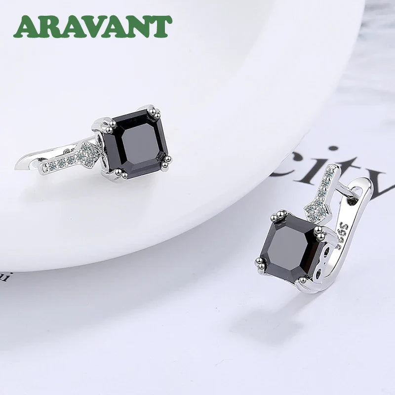 Aravant 925 Sterling Silver Square Zircon Drop Earrings For Women Fashion Jewelry Vera Lux