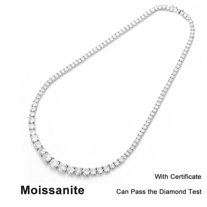 NeeTim Moissanite Tennis Necklace for Women Wedding Jewelry 925 Sterling Silver with Gold Plated Necklaces with Certificate Vera Lux