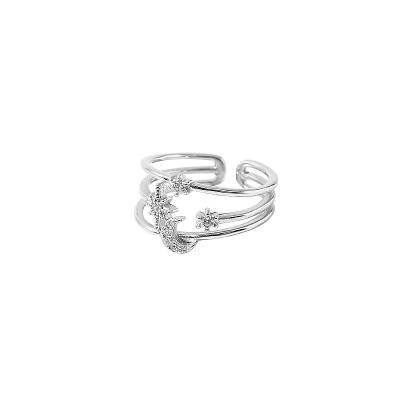 925 Sterling Silver Star Crytal Ring for Women Girl Personality Simple Adjustable Exquisite Jewelry Dropshippipng Gift Vera Lux
