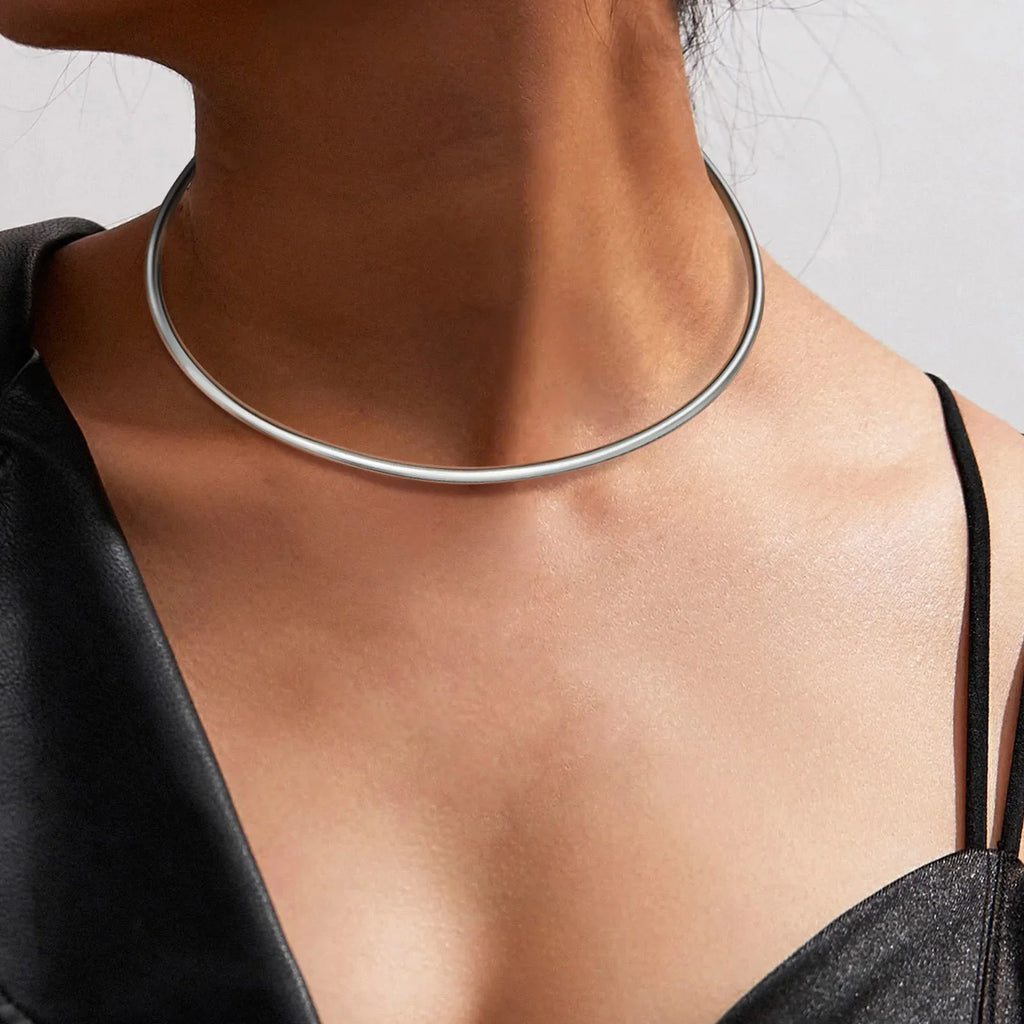 Stainles Steel Chocker Collar Necklace For Women, Open Neck Cuff Torques , Minimalist Necklace Birthday Party Gift Vera Lux