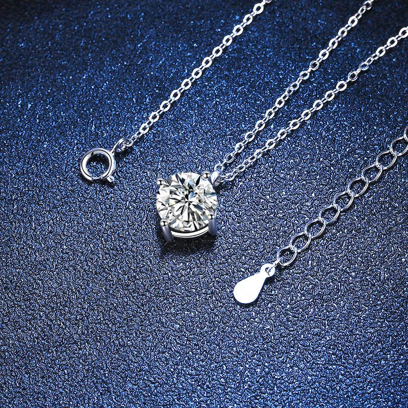 NeeTim 1ct 2ct 3ct D VVS1 Moissanite Necklace for Women Sterling Silver 925 with White Gold Plated Lab Diamond Sparkling Pendant Vera Lux
