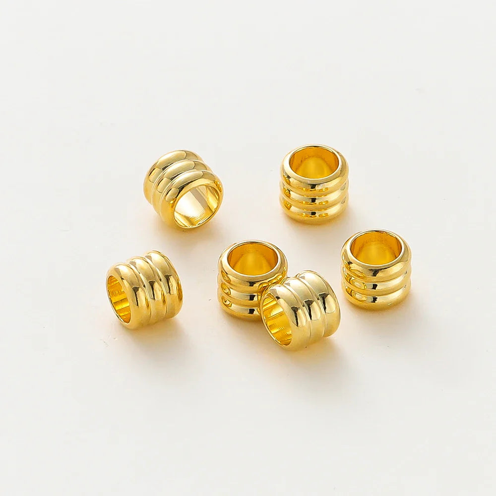 20 30 50pcs/lot 14K 18K Gold Plated Cylinder Charm Metal Beads Loose Spacer Beads For Bracelet DIY Jewelry Making Accessories Vera Lux