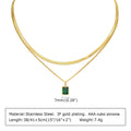 Retro Green Zircon Pendant Necklace For Women, Crystal Stone Chain Stainless Steel Gold Plated Luxury Birthday Gifts Vera Lux