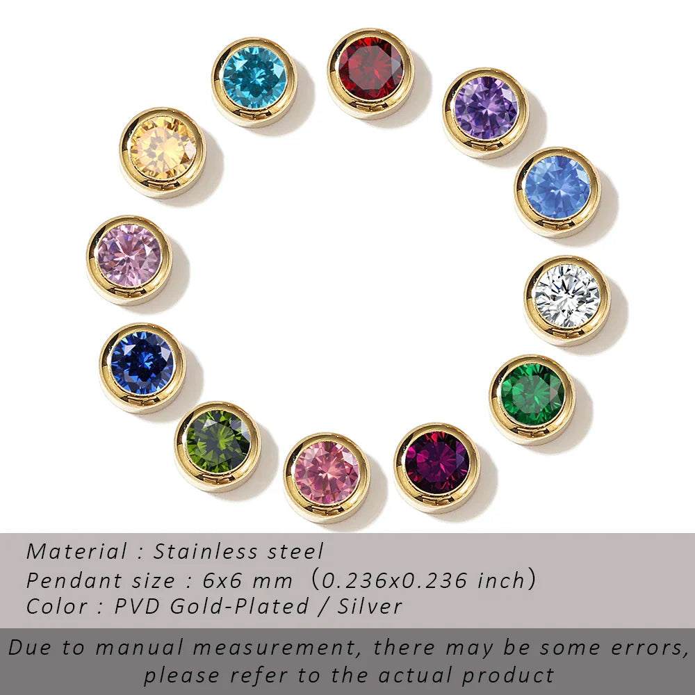 SUNIBI Stainless Steel Charm Crystal Necklace Pendant Birthstone Charms For Jewelry Making Women Earrings DIY Accessories Vera Lux