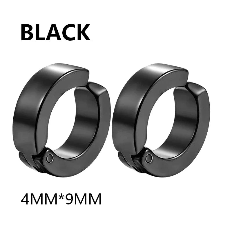 2 Pcs Classic Korean Punk Stainless Steel Ear Clip Earrings for Men Women Black No Pierced Fake Ear Circle New Pop Jewelry Vera Lux