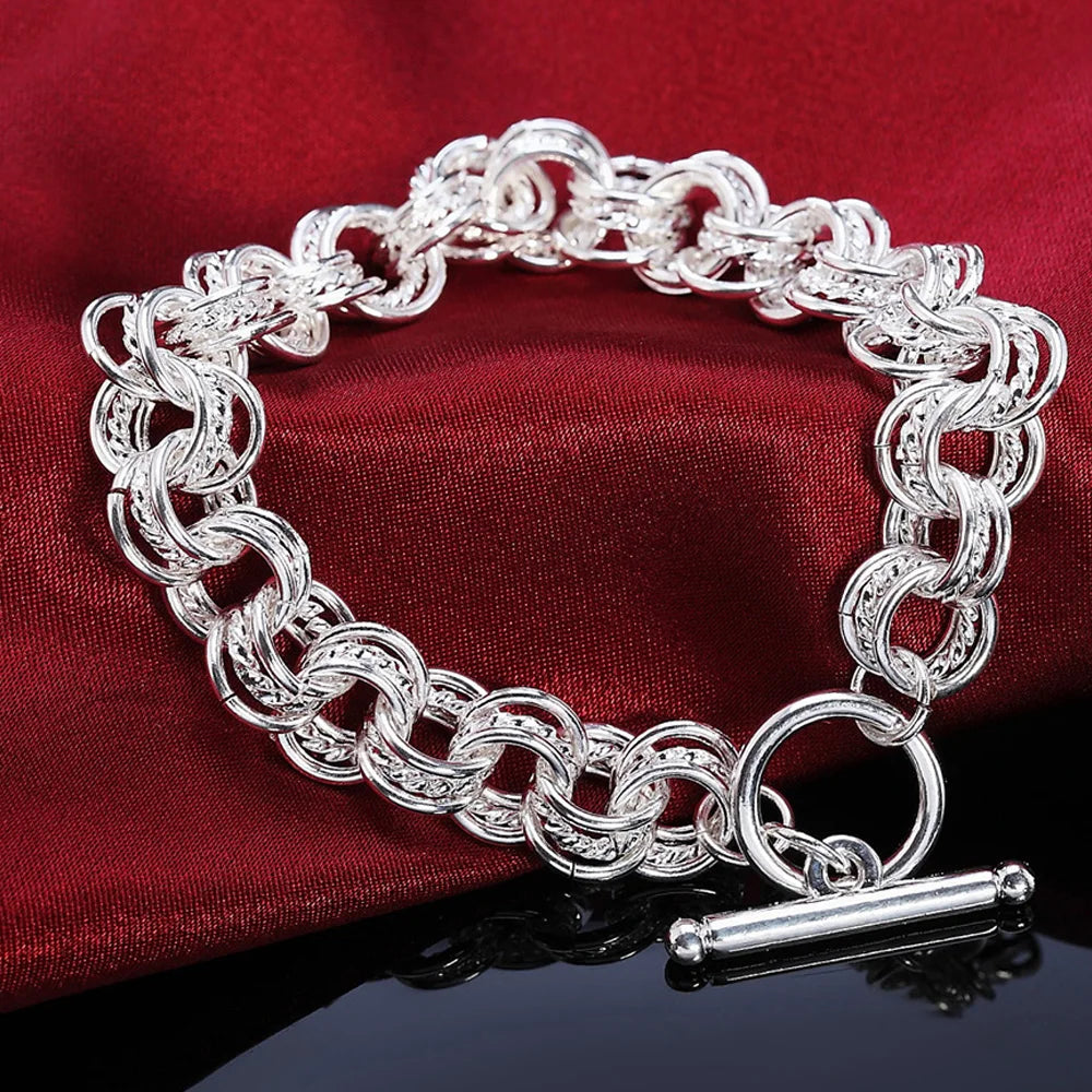 Fashion 925 Sterling Silver Ring Round Bracelets For Women Men Wedding Luxury Quality Jewelry Vera Lux