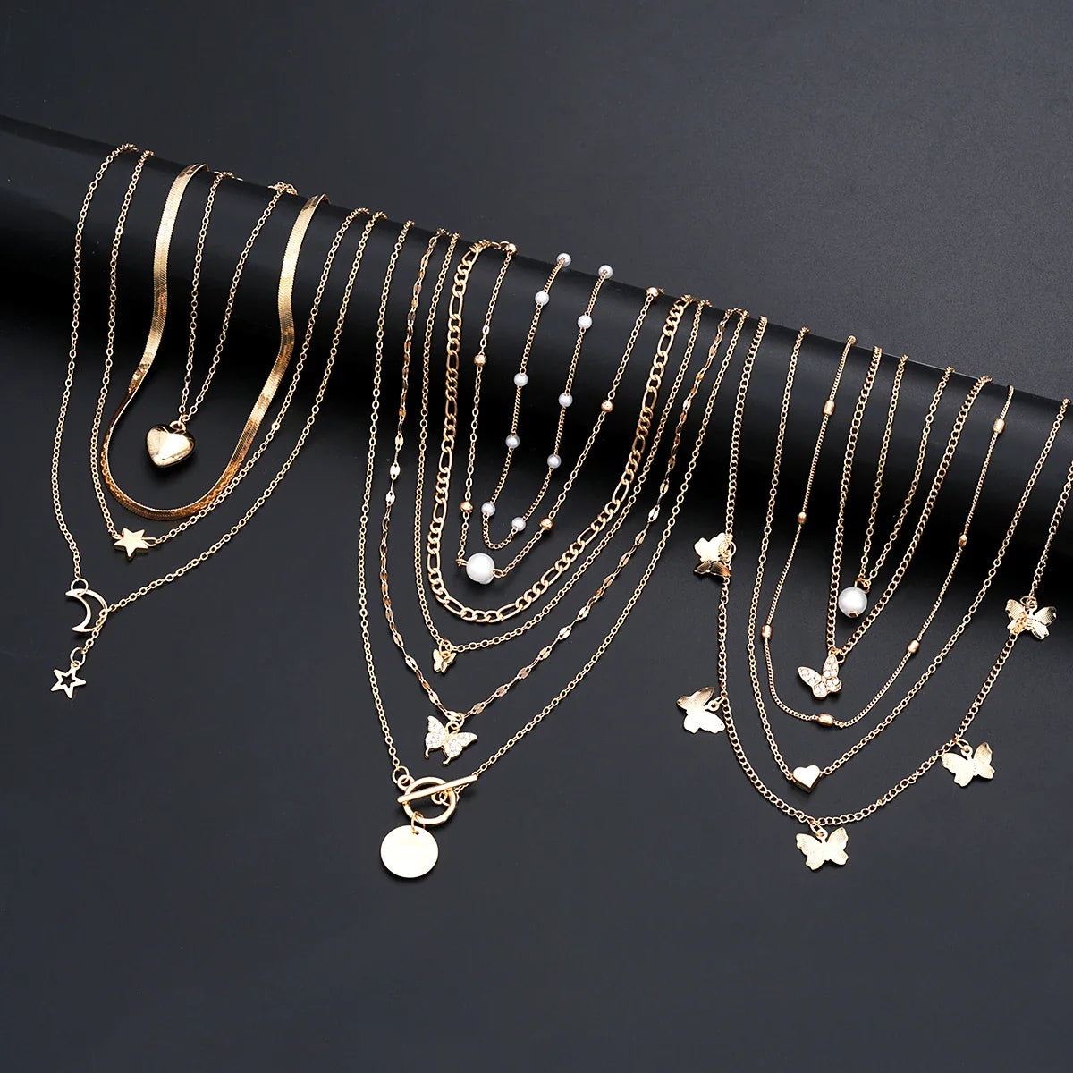 Simple Stackable Necklaces Set for Women Fashion Butterfly Heart Star Pearl Moon Pendant Necklaces Boho Jewelry Gifts 2025 Vera Lux