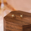 1 pair of elegant 925 sterling silver star earrings, synthetic zirconia, hypoallergenic, women's minimalist style, suitable for Vera Lux