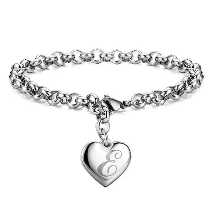 925 Sterling silver Fine 26 Letter women men chain Bracelet Charm Heart Cute wedding Personality Jewelry lady gift party 20cm Vera Lux