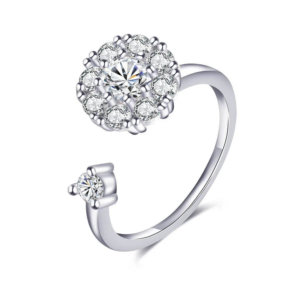 2025 New Rotating Anxiety Knuckle Ring For Women Adjustable And Stackable Open Couple Rings Party Jewelry Gifts Anillo Vera Lux