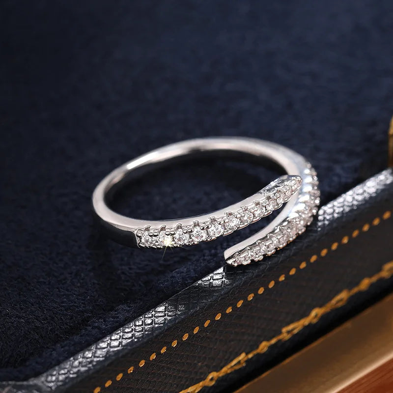 925 Sterling Silver Trendy Circle Finger Rings for Women Dazzling CZ Adjustable Ring Daily Wear Stackable Accessory Fine Jewelry Vera Lux